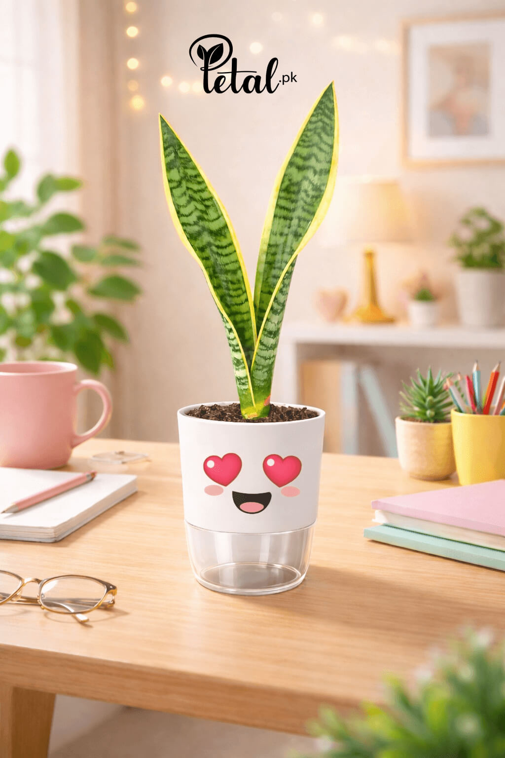 Snake Plant with Sweetheart Self-Watering Pot – Petal.pk