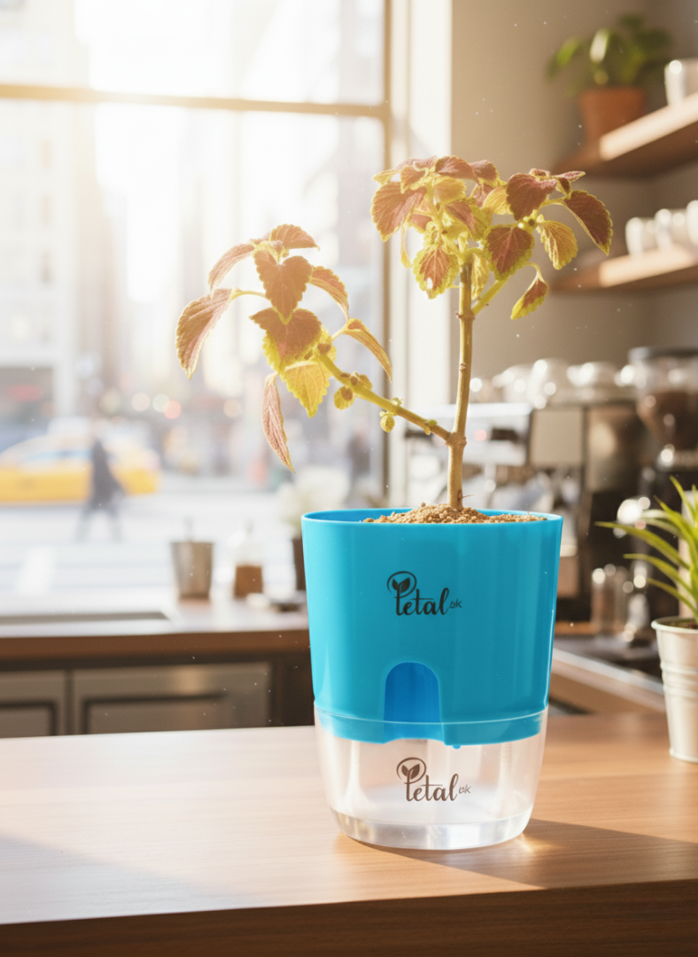 Coleus Red Heart Plant with Self Watering Pot