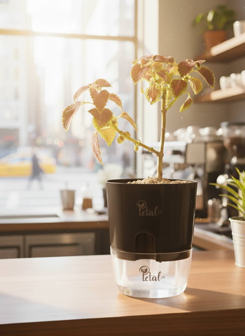 Coleus Red Heart Plant with Self Watering Pot