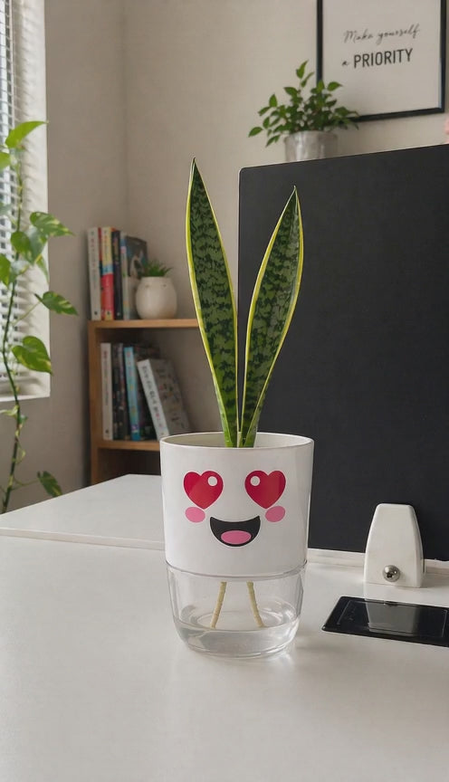Set of 3 Cute & Happy Self-Watering Pots (without plants)
